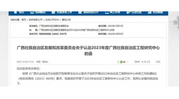 喜报！广西pg电子游戏环境科技有限公司牵头项目获广西壮族自治区工程钻研中心认定